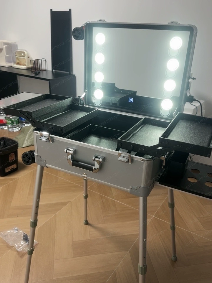 Beauty Makeup Trolley - حقيبة تجميل متحركة احترافية من الألومنيوم