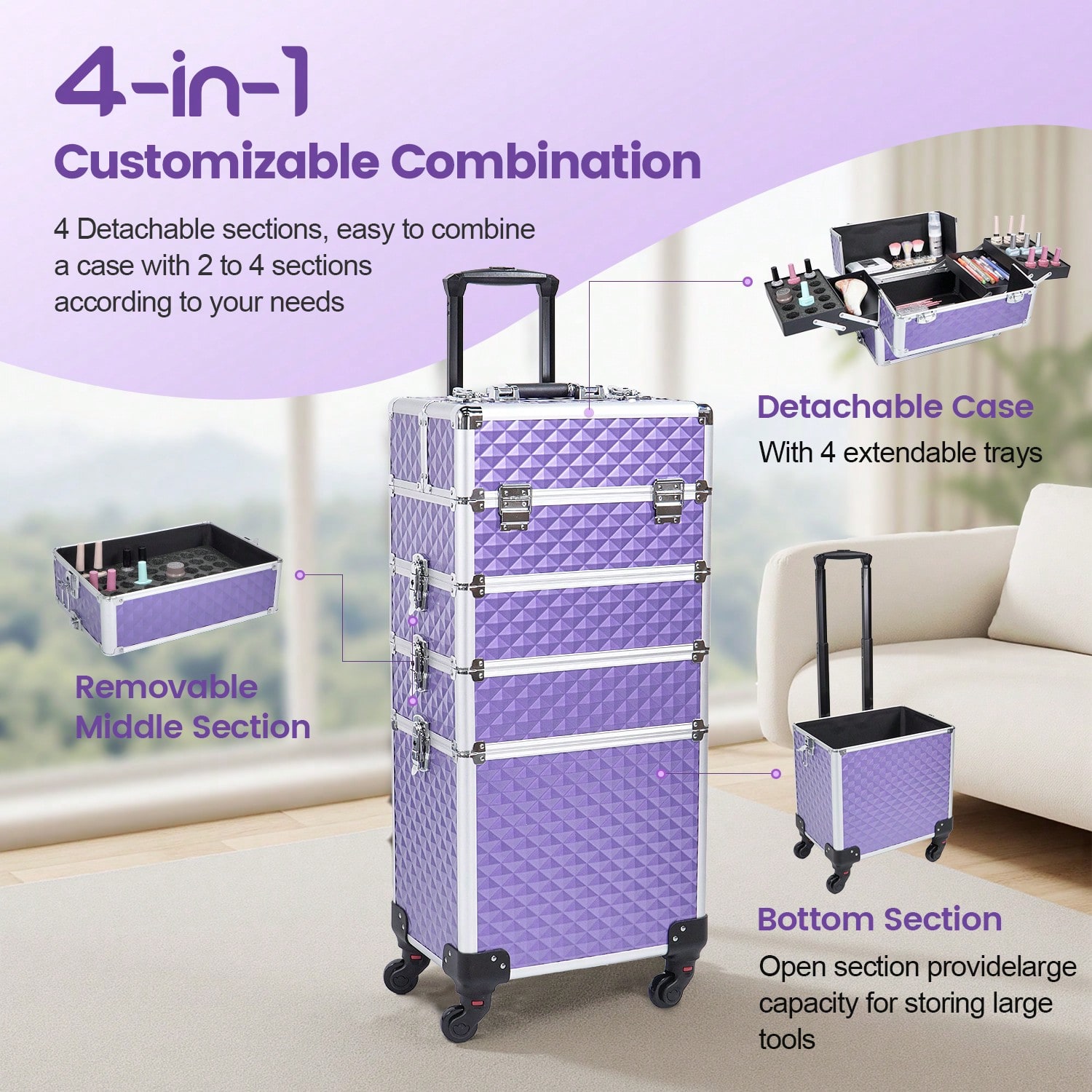 حقيبة مكياج متحركة 4 في 1 مع ع - مراجعة Beauty Makeup Trolley وسعره