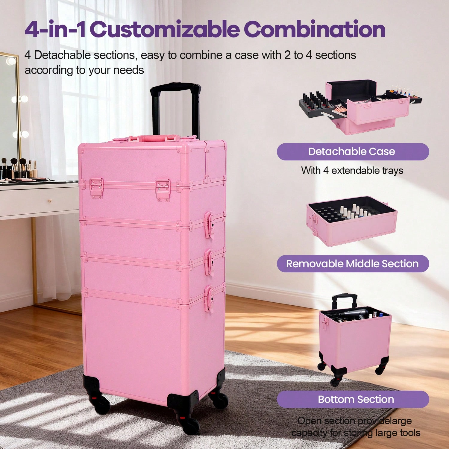 حقيبة مكياج متحركة 4 في 1 على  - مراجعة Beauty Makeup Trolley وسعره