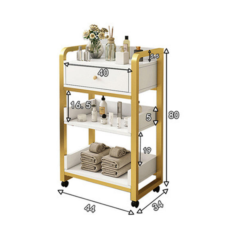 عربة صالون حديثة ذهبية وبيضاء  - مراجعة Beauty Makeup Trolley وسعره